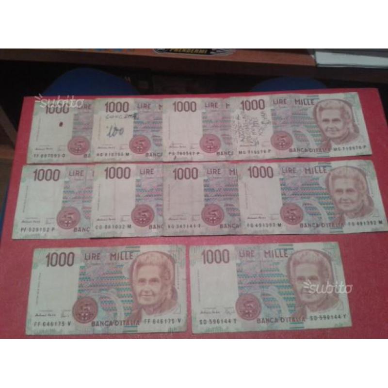 10 banconote 1000 lire montessori