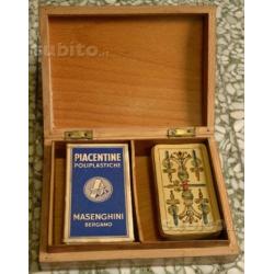 Scatola intarsiata legno carte gioco epoca antica