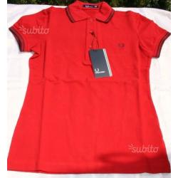 FRED PERRY POLO DONNA ROSSO Tg. XS (36) NUOVA