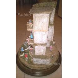 Presepe artigianale campana vetro h. 53