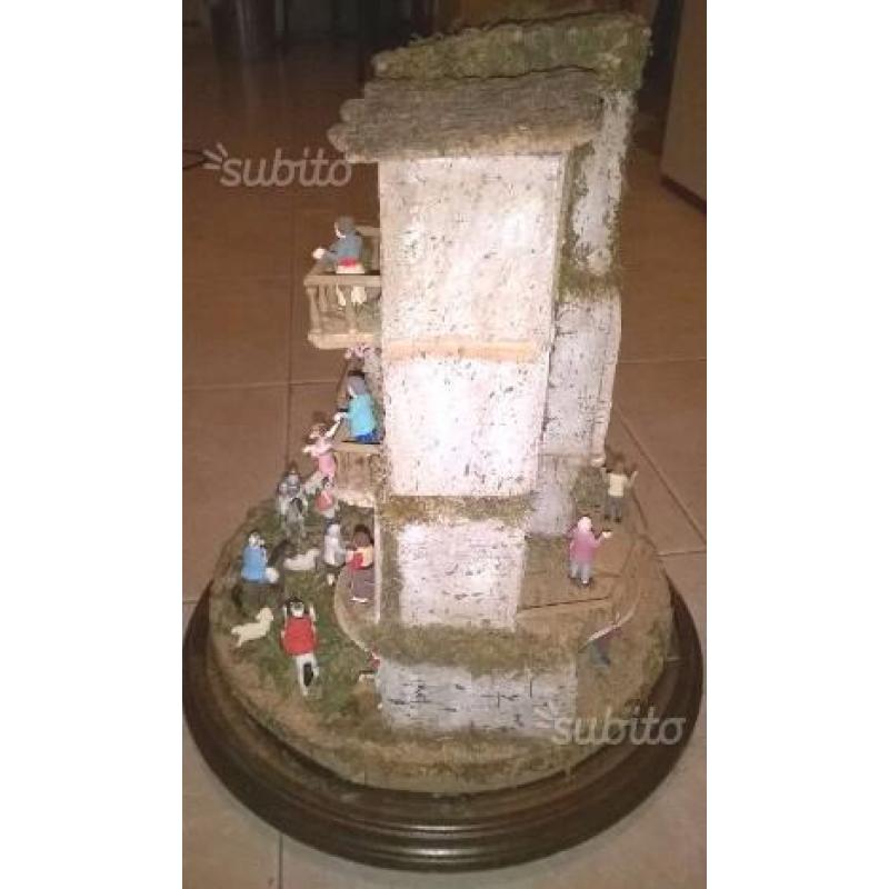 Presepe artigianale campana vetro h. 53