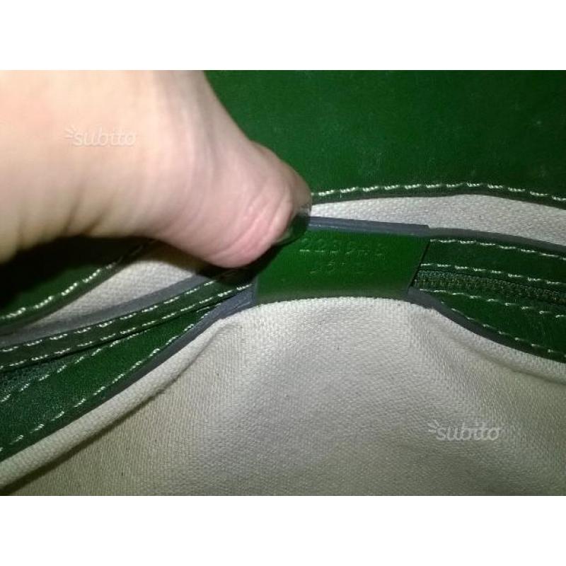 Borsa Gucci tela monogram e pelle verde