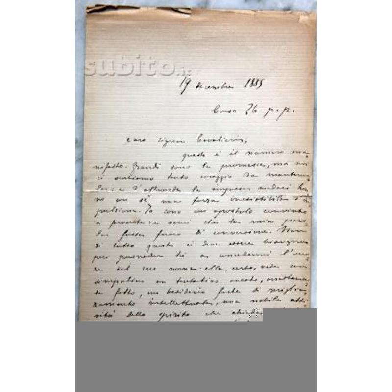 Matilde Serao lettera autografa 1885