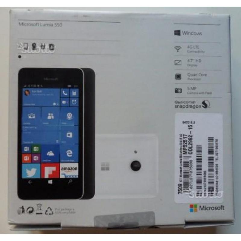 Nokia Lumia 550 nuovo bianco windows phone 10