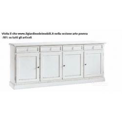 Credenza classica shabby provenzale bianca grezza