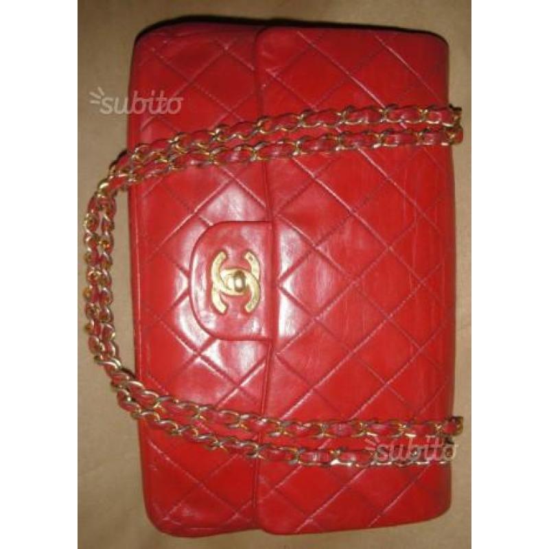 Chanel borsa vintage anni 80 in pelle rossa