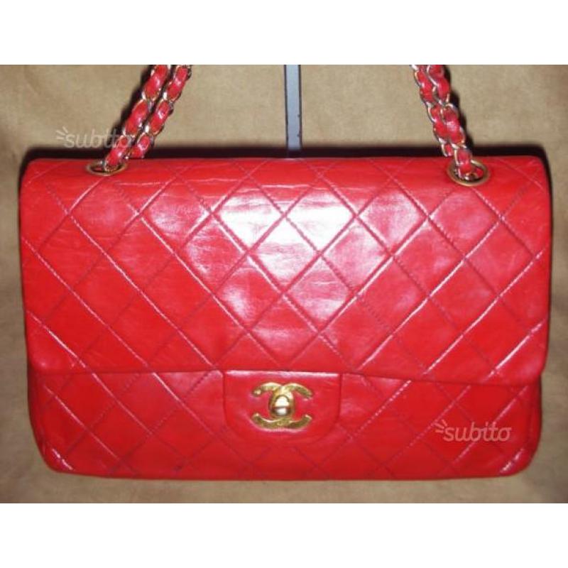 Chanel borsa vintage anni 80 in pelle rossa