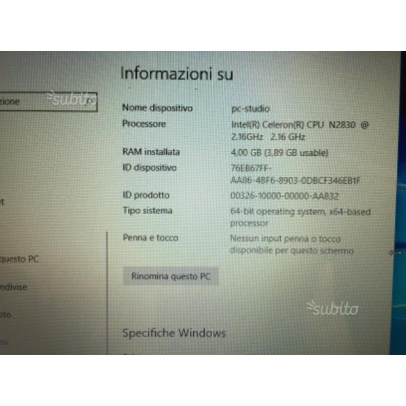 Notebook Asus come nuovo info tecniche n